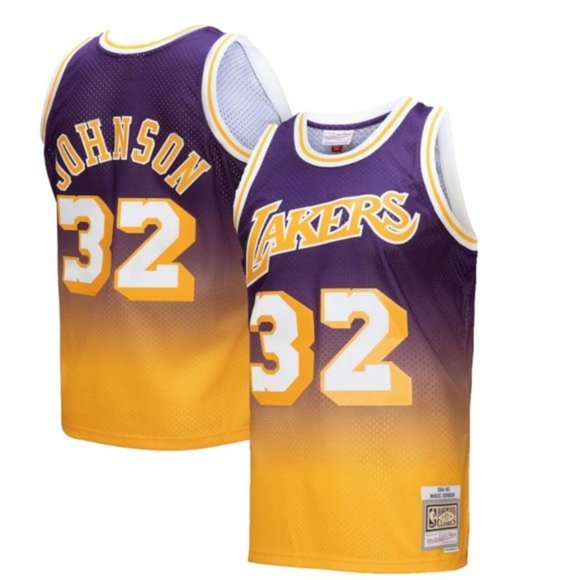Mitchell & Ness Lakers 1984-85 Magic Johnson Fadeaway Swingman Jersey - Picture 1 of 7
